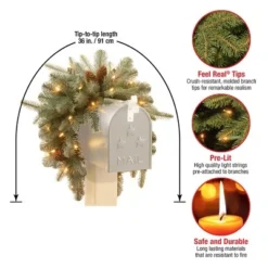 National Tree Company 36" Frosted Arctic Spruce Mailbox Swag with Battery Operated Warm White LED Lights -Outlet Xmas Decor Tree Store GUEST 99ecac1e 6f13 4915 98d0 05fc50a45bf8