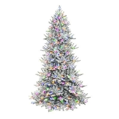 Puleo 7.5' Pre-Lit LED Flocked Downswept Full Royal Majestic Douglas Fir Artificial Christmas Tree Color Select Lights 3 Puleo 7.5' Pre-Lit LED Flocked Downswept Full Royal Majestic Douglas Fir Artificial Christmas Tree Color Select Lights