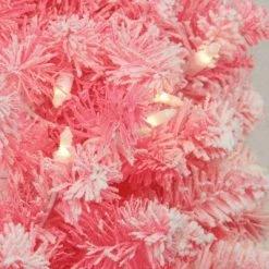 Northlight 9' x 12" Prelit Flocked Hot Pink Artificial Christmas Garland - Clear Lights
