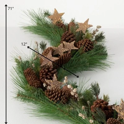 Sullivans Artificial Lush Pine & Pinecone Garland Multicolor 65"H 4 Sullivans Artificial Lush Pine & Pinecone Garland Multicolor 65"H - Image 2