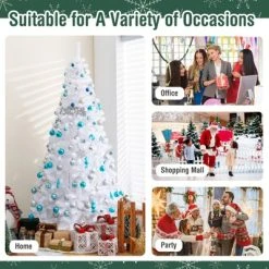 Tangkula 7ft White Artificial PVC Christmas Tree Festive Winter Tree w/ Stand Indoor/Outdoor -Outlet Xmas Decor Tree Store GUEST 9c106366 7a17 4468 bbc3 3e5ff54cbc03