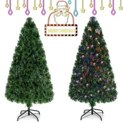 Costway Pre-Lit Fiber Optic Artificial PVC Christmas Tree Metal 5Ft -Outlet Xmas Decor Tree Store GUEST 9c1757b3 cdea 4f28 8280 a7e3a9e9fc70