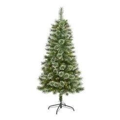 Nearly Natural Pre-Lit LED Slim Snow Flocked Tip Wisconsin Pine Artificial Christmas Tree Clear Lights -Outlet Xmas Decor Tree Store GUEST 9c262020 fb64 4148 9ab5 d8a08fe2ba30