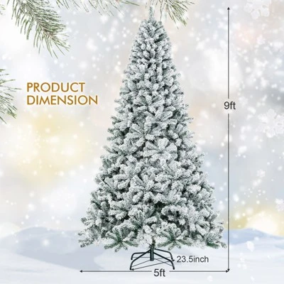 Tangkula 9ft Snow Flocked Christmas Tree 1498 Premium Hinged Tips Artificial Unlit Tree 11 Tangkula 9ft Snow Flocked Christmas Tree 1498 Premium Hinged Tips Artificial Unlit Tree - Image 9