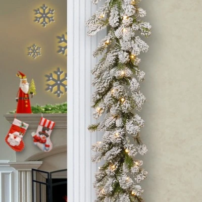 National Tree Company Pre-Lit 'Feel Real' Artificial Christmas Garland, Green, Sheffield Spruce, White Lights, With Frosted Branches, Plug In,9 Feet 3 National Tree Company Pre-Lit 'Feel Real' Artificial Christmas Garland, Green, Sheffield Spruce, White Lights, With Frosted Branches, Plug In,9 Feet