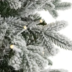 Home Heritage Overlight 7 Foot Flocked Prelit Artificial Christmas Tree w/ 1200 Dimmable White Micro Dot LED Lights, 2421 PVC Tips, Remote, and Stand -Outlet Xmas Decor Tree Store GUEST 9ccf76fa 527f 49a4 a76a 1fb60141c87f