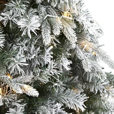 5ft Nearly Natural Pre-Lit LED Flocked Vermont Mixed Pine Artificial Christmas Tree Clear Lights 4 5ft Nearly Natural Pre-Lit LED Flocked Vermont Mixed Pine Artificial Christmas Tree Clear Lights - Image 2