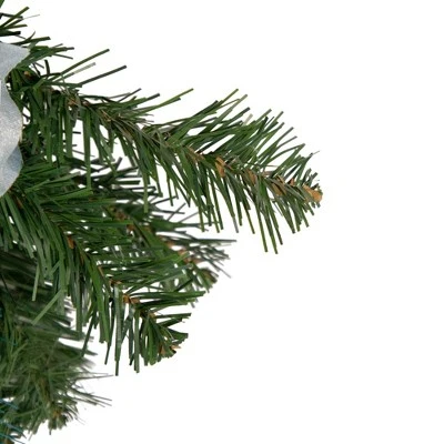 Northlight 24" Unlit Blue/Silver Peacock and Poinsettia Artificial Christmas Teardrop Swag 4 Northlight 24" Unlit Blue/Silver Peacock and Poinsettia Artificial Christmas Teardrop Swag - Image 2