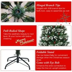 Tangkula Unlit Snow Flocked Artificial Christmas Tree Hinged Pine Decoration Tree -Outlet Xmas Decor Tree Store GUEST 9df77ef2 a15e 4fd0 ba06 669043f625e9