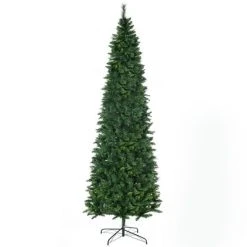 HOMCOM Artificial Christmas Tree Holiday Decoration with Auto Open, Steel Base, Pine Needles, Pencil Shape -Outlet Xmas Decor Tree Store GUEST 9e005bed 7d45 4dc1 afa4 493546b6c66f
