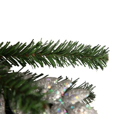 Northlight 20" Pre-lit Decorated Green Pine Artificial Teardrop Christmas Swag, Cool White LED Lights 4 Northlight 20" Pre-lit Decorated Green Pine Artificial Teardrop Christmas Swag, Cool White LED Lights - Image 2