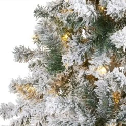 8ft Nearly Natural Pre-Lit LED Flocked Full Rock Springs Spruce Artificial Christmas Tree Clear Lights -Outlet Xmas Decor Tree Store GUEST 9e322730 6c27 4dfb a590 3da4abac6265