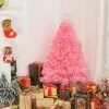 HOMCOM 35.5" Tall Pre-Lit Douglas Fir Artificial Christmas Tree with Realistic Branches, 90 Multi-Color LED Lights, Fiber Optics, and 90 Tips, Pink -Outlet Xmas Decor Tree Store GUEST 9e32accc 2f31 4ba4 9b68 952a172f3c78