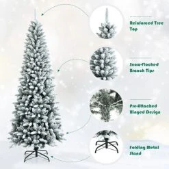 Costway 7.5ft Snow-Flocked Hinged Artificial Christmas Pencil Tree w/ 1189 Mixed Tips 19 Costway 7.5ft Snow-Flocked Hinged Artificial Christmas Pencil Tree w/ 1189 Mixed Tips -Outlet Xmas Decor Tree Store GUEST 9e58cf32 6332 4d27 ae67 e5f40ec292e7