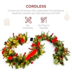 Best Choice Products 9ft Pre-Lit Christmas Garland, Battery Powered Decoration w/ 100 Lights, 180 Tips, Pine Cones 11 Best Choice Products 9ft Pre-Lit Christmas Garland, Battery Powered Decoration w/ 100 Lights, 180 Tips, Pine Cones -Outlet Xmas Decor Tree Store GUEST 9ed4a6a5 345f 429e 956e ebdaf27e1ba6