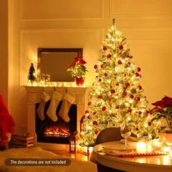 Tangkula 6FT Snow Flocked Artificial Christmas Hinged Tree Pre-lit Artificial Xmas Full Tree with 928 Branch Tips -Outlet Xmas Decor Tree Store GUEST 9fdeea5a d2fa 4de0 ae49 99438f3145e0