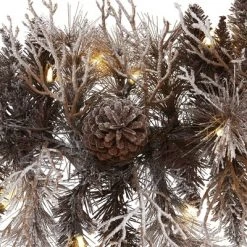 Nearly Natural 6' Pre-lit LED Flocked Mixed Pine with Pinecones Artificial Christmas Garland Brown with Warm White Lights -Outlet Xmas Decor Tree Store GUEST a0c59473 c899 4c40 b425 e3928d5bb793
