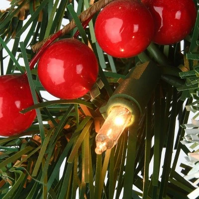 National Tree Company Pre-Lit Artificial Christmas Garland, Green, Frosted Berry, White Lights, with Pine Cones, Berry Clusters, Plug In, 9 Feet 4 National Tree Company Pre-Lit Artificial Christmas Garland, Green, Frosted Berry, White Lights, with Pine Cones, Berry Clusters, Plug In, 9 Feet - Image 2