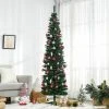 HOMCOM 82.75" Slim Noble Fir Unlit Artificial Christmas Tree with Realistic Branches and 499 Tips
