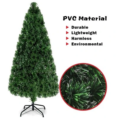 Costway Pre-Lit Fiber Optic Artificial PVC Christmas Tree 6Ft 6 Costway Pre-Lit Fiber Optic Artificial PVC Christmas Tree 6Ft - Image 4