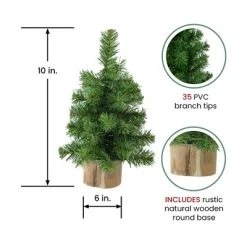 Northlight 10" Alpine Medium Artificial Christmas Tree with Wooden Base - Unlit -Outlet Xmas Decor Tree Store GUEST a170b23b 480c 47db 8a7c 245e8917f57b