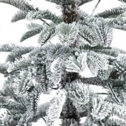 LuxenHome 4Ft Pre-Lit LED Artificial Flocked Fir Christmas Tree with Red Wood Square Planter -Outlet Xmas Decor Tree Store GUEST a1bd2b46 b62a 4a2c 9beb bb78bd8db7bc