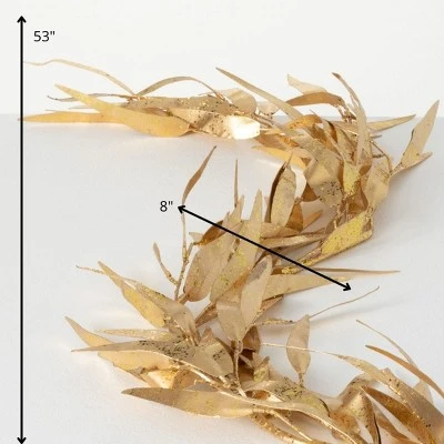 Sullivans Artificial Gold Eucalyptus Blade Garland Gold 2"H 4 Sullivans Artificial Gold Eucalyptus Blade Garland Gold 2"H - Image 2