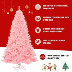 Costway 7.5Ft Hinged Artificial Christmas Tree Full Fir Tree New PVC w/ Metal Stand Pink 14 Costway 7.5Ft Hinged Artificial Christmas Tree Full Fir Tree New PVC w/ Metal Stand Pink -Outlet Xmas Decor Tree Store GUEST a270bb87 ae28 41f4 a391 556e98a7e62b