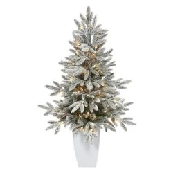 Nearly Natural 3.5-ft Flocked Manchester Spruce Artificial Christmas Tree with 50 Lights and 133 Bendable Branches in Metal Planter -Outlet Xmas Decor Tree Store GUEST a2c78080 0158 4219 850c bd180d5c52e6