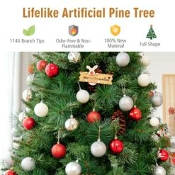 Tangkula 7ft Pre-Decorated Holiday Christmas Tree Unlit Artificial Pine Tree w/ Red Berries 14 Tangkula 7ft Pre-Decorated Holiday Christmas Tree Unlit Artificial Pine Tree w/ Red Berries -Outlet Xmas Decor Tree Store GUEST a2e8ea74 eff9 4f7f b86a 02a5f995696a