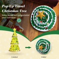 Tangkula 4.6 FT Pop-up Christmas Tree Collapsible Artificial Xmas Tree w/110 Warm Lights Tree Top Star Metal Base Lighted Christmas Decor -Outlet Xmas Decor Tree Store GUEST a34f943b 477b 44ab 9a17 be9c8fb2023e