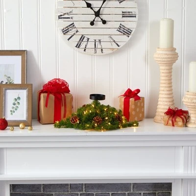 Nearly Natural 16-in Christmas Pine Candelabrum with 35 Lights and Pine Cones 6 Nearly Natural 16-in Christmas Pine Candelabrum with 35 Lights and Pine Cones - Image 4