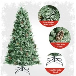 Tangkula 7 Ft Artificial Christmas Tree Mixed PE & PVC Xmas Tree Office and Party Festival Holiday Decor Green 13 Tangkula 7 Ft Artificial Christmas Tree Mixed PE & PVC Xmas Tree Office and Party Festival Holiday Decor Green -Outlet Xmas Decor Tree Store GUEST a3ae1272 7953 4eeb 9b82 84ccbf80b647