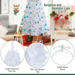 Tangkula 7ft White Artificial PVC Christmas Tree Festive Winter Tree w/ Stand Indoor/Outdoor -Outlet Xmas Decor Tree Store GUEST a407e983 83a4 4162 af40 73319323b5e6