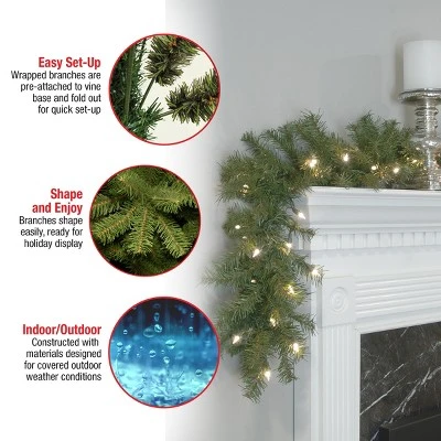 National Tree Company Pre-Lit Artificial Christmas Garland, Green, Norwood Fir, White Lights, Plug In, Christmas Collection, 9 Feet 6 National Tree Company Pre-Lit Artificial Christmas Garland, Green, Norwood Fir, White Lights, Plug In, Christmas Collection, 9 Feet - Image 4
