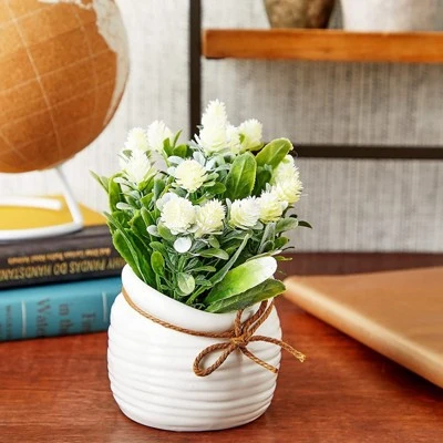 Juvale Artificial Flowers, Fake Faux Plants with Small White Vase for Indoor Room Spring Home Decor, 3.5 x 6 in 3 Juvale Artificial Flowers, Fake Faux Plants with Small White Vase for Indoor Room Spring Home Decor, 3.5 x 6 in