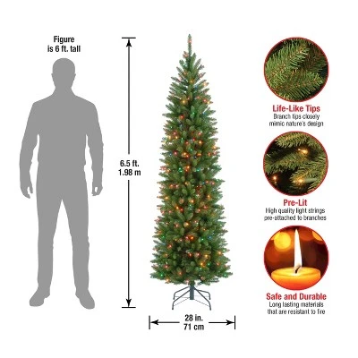 National Tree Company 6.5 ft Artificial Pre-Lit Slim Christmas Tree, Green, Kingswood Fir, Multicolor Lights, Includes Stand 6 National Tree Company 6.5 ft Artificial Pre-Lit Slim Christmas Tree, Green, Kingswood Fir, Multicolor Lights, Includes Stand - Image 4