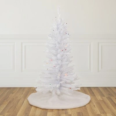 Northlight 4' Pre-Lit Woodbury White Pine Slim Artificial Christmas Tree, Multi Lights 3 Northlight 4' Pre-Lit Woodbury White Pine Slim Artificial Christmas Tree, Multi Lights
