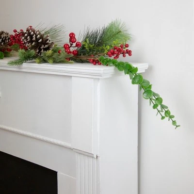 Northlight 5' x 10" Berry Pine and Eucalyptus Artificial Christmas Garland - Unlit 3 Northlight 5' x 10" Berry Pine and Eucalyptus Artificial Christmas Garland - Unlit