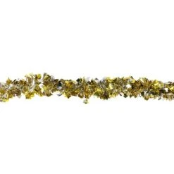 Northlight 12' x 4" Unlit Gold/Silver Wide Cut Christmas Tinsel Garland