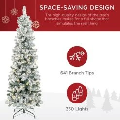 Best Choice Products Pre-Lit Artificial Snow Flocked Pencil Christmas Tree Holiday Decoration 15 Best Choice Products Pre-Lit Artificial Snow Flocked Pencil Christmas Tree Holiday Decoration -Outlet Xmas Decor Tree Store GUEST a6a128ef 75a4 4709 ae2b ece7bdcc4c24