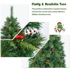 Tangkula Pre-lit Hinged Artificial Pencil Fir Christmas Tree with LED Lights -Outlet Xmas Decor Tree Store GUEST a6cd2d51 6e23 4961 a930 38d8096e5cbd