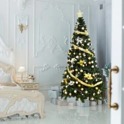 Tangkula 7ft Green Artificial Christmas Pine Tree Hinged PVC Branches with Solid Metal Legs Indoor Outdoor -Outlet Xmas Decor Tree Store GUEST a6dec97b 9b94 46d9 8acc 9f9e54f14d66