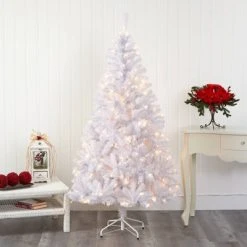 6ft Nearly Natural Pre-Lit LED White Artificial Christmas Tree Clear Lights -Outlet Xmas Decor Tree Store GUEST a6f9e277 29dd 4673 82e3 a517905da2f2