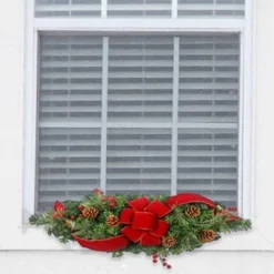 Haute Decor Haute Décor 28" Battery Operated Pre-Lit LED Mixed Pine Christmas Artificial Window Swag White Lights -Outlet Xmas Decor Tree Store GUEST a76c4edf 404d 4402 9007 c6804074665f