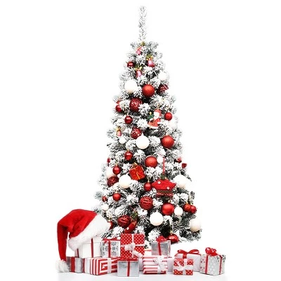 Tangkula Pencil Artificial Christmas Tree Snow Flocked Pencil Tree with Flexible Stand 12 Tangkula Pencil Artificial Christmas Tree Snow Flocked Pencil Tree with Flexible Stand - Image 10