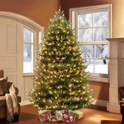Puleo 7.5' Pre-Lit LED Full Canadian Balsam Fir Artificial Christmas Tree Clear Lights