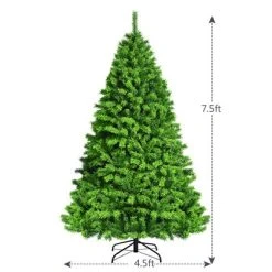 Costway 7.5ft Green Flocked Hinged Artificial Christmas Tree w/ Metal Stand Green -Outlet Xmas Decor Tree Store GUEST a7d44619 a530 44e8 aafd cb0d91f4774d