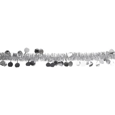 Northlight 50' x 1.5" Silver Tinsel Christmas Garland with Polka Dots - Unlit 4 Northlight 50' x 1.5" Silver Tinsel Christmas Garland with Polka Dots - Unlit - Image 2