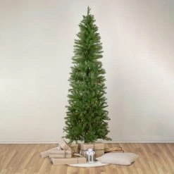 Northlight 6.5' Pre-Lit Silver Lake Fir Pencil Artificial Christmas Tree, Multi Lights